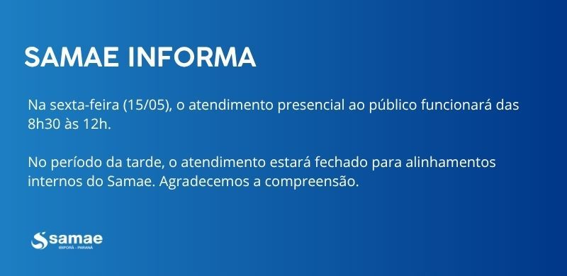 Samae informa sexta 15/05