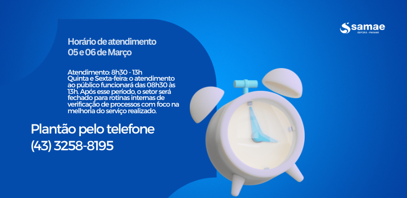 Horário de atendimento alterado