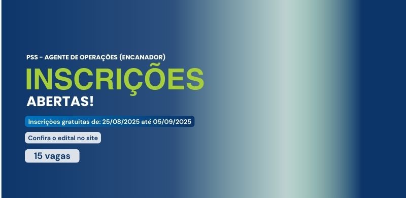 Inscrições abertas do PSS para contratação de agente de operações (encanador)