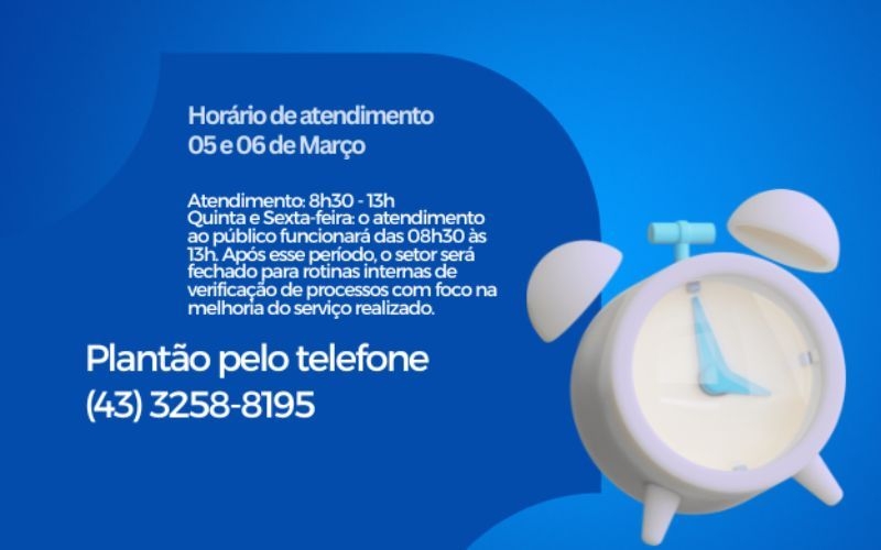 Horário de atendimento alterado