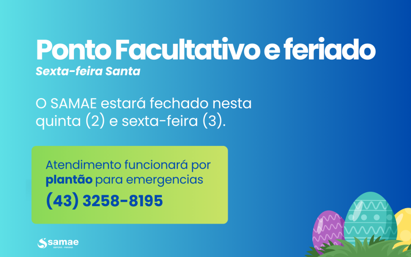 Horário de atendimento alterado na quinta e sexta-feira Santa 